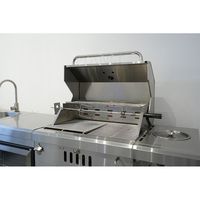 Cuisine extérieure tout-en-un avec barbecue, évier, réfrigérateur et roues (acier inoxydable et refroidissement R600a)