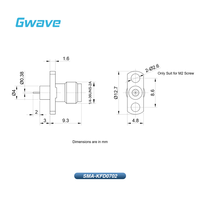 Connecteur RF femelle SMA pour PCB 26.5GHz DC avec bride à 2 trous