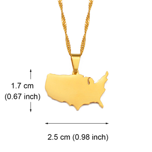 Mặt Dây Chuyền Và Dây Chuyền Bản Đồ Mỹ Cho Phụ Nữ Cô Gái Hoa Kỳ Bản Đồ Trang Sức Hoa Kỳ Hoa Kỳ #212021 - Product Image 4