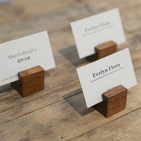 Supports de numéros de table en bois de noyer, présentoirs de cartes de menu, base en bois