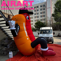 Ballon gonflable en forme de hot-dog en tissu Oxford, personnage de dessin animé gonflable, Artair Inflatables, saucisse gonflable personnalisée, dessin animé