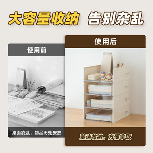 Sdlp Desktop <b>Storage</b> <b>Box</b> Transparent Stackable Organizer For Office <b>Documents</b> And Papers White Color - Product Image 5