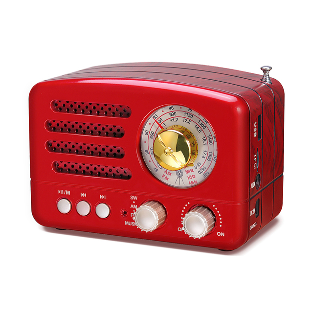 Retro Vintage AM FM SW Radio Wireless USB/TF Card Playback Small Transistor Radios Rechargeable Battery AM FM Radio