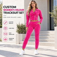 Ensemble de survêtement en velours personnalisé pour femme, veste courte asymétrique à fermeture éclair et pantalon slim pour un look tendance au quotidien