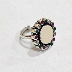 Bague de cocktail multi-pierres artisanale en argent 925, style reine Victoria, pour fiançailles et mariage, bijou naturel pour femme, cadeau - Product Image 1