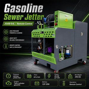 Machine de nettoyage de canalisations à essence <span class=keywords><strong>200</strong></span> <span class=keywords><strong>bars</strong></span> <span class=keywords><strong>haute</strong></span> <span class=keywords><strong>pression</strong></span> pour équipes d'entretien des égouts - Product Image 1