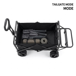 Heavy Duty <b>Foldable</b> Camping Wagon with Rear Opening for Long Items 200kg Capacity Collapsible Outdoor Utility <b>Cart</b> with Off-road - Product Image 4