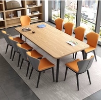 Table de conférence carrée moderne de haute qualité, solide et de grande taille, avec chaises assorties, pieds en acier inoxydable anti-corrosion, table à six pieds