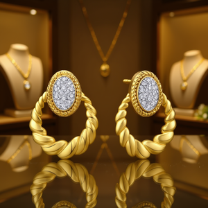 Orecchini di Lusso in Oro Massiccio 18K con Diamanti, Taglio Ovale, Colore Bianco Naturale G, Stile Bicolore per Uso Quotidiano Femminile - Product Image 2