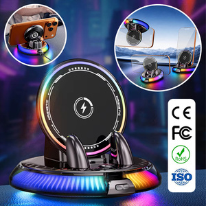 Supporto di Navigazione per Auto D8 15W con Caricatore e Luce RGB Anti-Vibrazione a 360° °   Supporto per Telefono Girevole per Console Centrale con Caricatore Wireless - Product Image 1