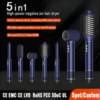 Sèche-cheveux transfrontalier haute vitesse à ions négatifs, fer à boucler 5-en-1, brosse à air chaud multifonctionnelle, ensemble de brosses sèche-cheveux