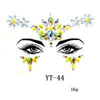 Nouveauté usine : Autocollant facial en strass et diamants pour maquillage de scène et performance, effet cristal
