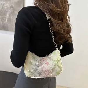 Sacs à bandoulière en tissu écossais pour femmes, sacs à bandoulière en denim, sacs à main pour femmes pour les voyages en plein air, vente en gros - Product Image 4