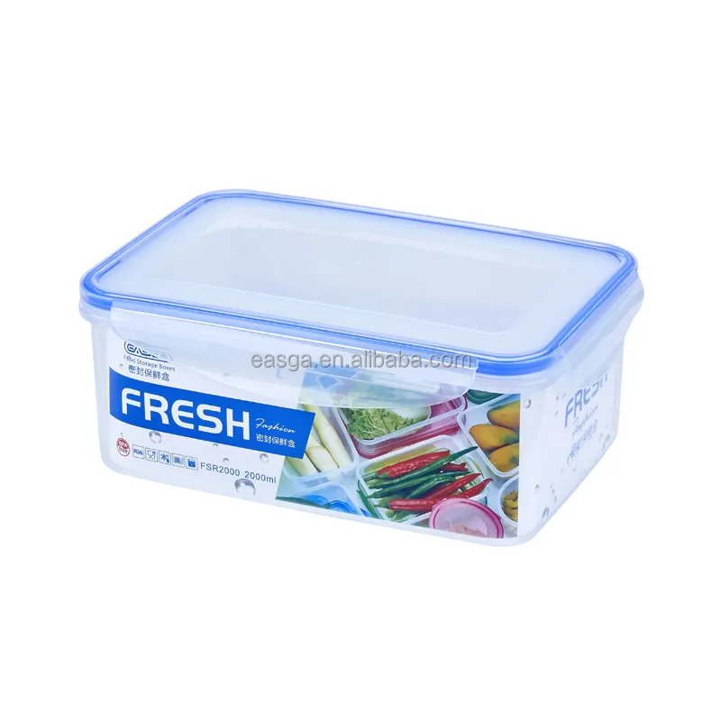 Grand récipient en plastique transparent pour aliments 2000ml boîte de rangement hermétique pour aliments