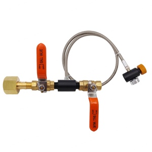Adaptador de Cilindro de Recarga de CO2 CGA320 W21.8-14, Kit de Conector para Estación de Llenado de Bebidas Carbonatadas, Manguera de 36 Pulgadas, Válvula Doble con Manómetro - Product Image 1