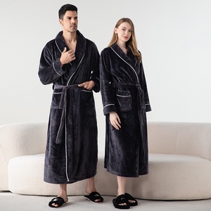 Accappatoio in flanella spessa per <span class=keywords><strong>uomo</strong></span> e donna, pigiama autunnale/invernale, abbigliamento <span class=keywords><strong>da</strong></span> <span class=keywords><strong>casa</strong></span> per coppia - Product Image 1