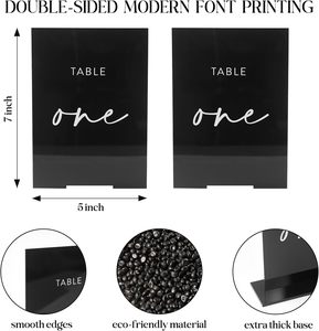 Nero personalizzato acrilico doppio lato tavolo numeri sta 1-15 Set stampato calligrafia matrimonio decorazione espositore - Product Image 5