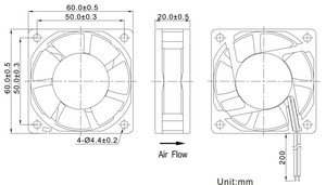 Ventilateur axial à roulement à manchon en plastique sans balais à économie d'énergie à tension industrielle 24V 6020 pour armoires de commande électrique - Product Image 6