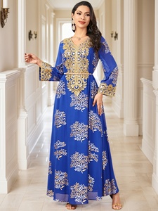Nouvelle robe longue musulmane en or Emed, nouveaux vêtements pour femmes, Moyen-Orient, transfrontalier, robe indonésienne malaise, robes printemps été - Product Image 2