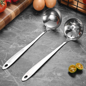Juego de cucharón y cuchara ranurada de acero inoxidable con mango floral, para cocina, olla caliente, verduras y sopa - Product Image 4