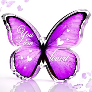Butterfly Acrylic Rectangle Plaque UV Printing Crystal Keepsake Custom Logo Modern Floral Ornament <b>Gift</b> for Mother's Day - Product Image 3