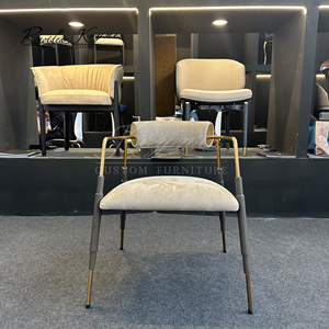 Keynes Customizable Velvet Upholstered Dining Chair Metal Armrest Leisure Chair Wholesale for Home Commercial - Product Image 1