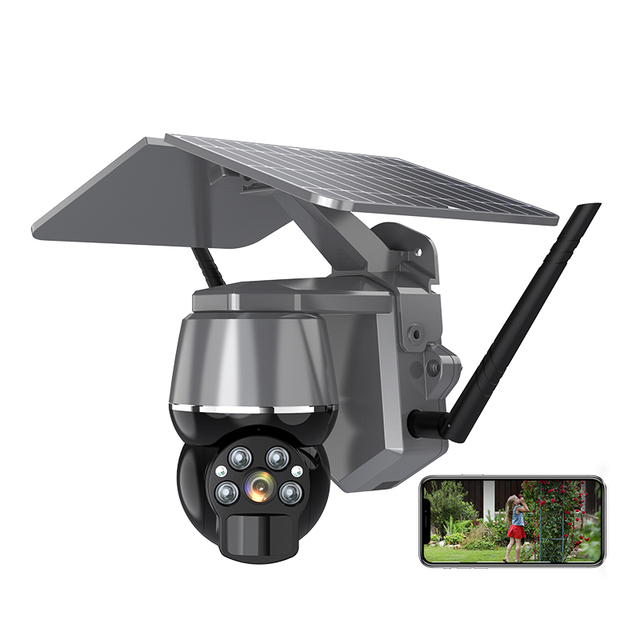Outdoor PTZ Video CCTV Wireless CCTV Security Surveillance Camera Rechargeable Solar Panel Powered Battery 4G Camera Q7 H.265