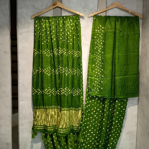 Sari de Seda Modal Pura Gajji Rajasthani Bandhani - Product Image 1