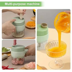 4 in 1 Handheld Electric <b>Vegetable</b> <b>Cutter</b> Set Kitchen Tools for Garlic Pepper Chili Onion Celery Ginger Meat With Brush - Product Image 3