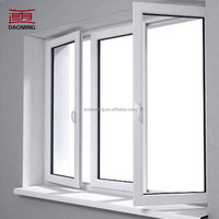 Fenêtre à battant horizontale en PVC/UPVC, double vitrage, verre trempé, insonorisée, avec moustiquaire en fibre de verre, en plastique