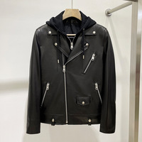 Veste de moto courte en cuir véritable pour homme, coupe ajustée, capuche amovible, 2026 Star