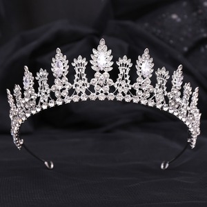 HP412 Luxe plein strass feuilles mariée mariage couronne coiffure fille princesse grand étincelant zircon alliage cheveux accessoires - Product Image 5