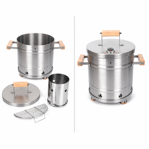 Asador de Carbón <span class=keywords><strong>Portátil</strong></span> de Acero Inoxidable 304 con Termómetro para Exteriores, Camping, Jardín y Picnic - Product Image 6
