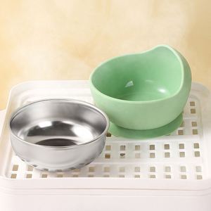 Tazón de Silicona con Succión y Revestimiento Interior de Acero Inoxidable 304, Tazón de Alimentación para Bebés con Cuchara y Tenedor, Juego de Utensilios para Comer para Bebés - Product Image 4