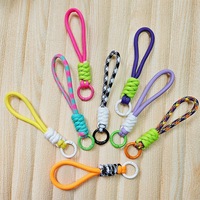 Cordon de téléphone portable noué assorti aux couleurs, cordon court tressé créatif pour porte-clés, anneau amovible anti-perte 12CM