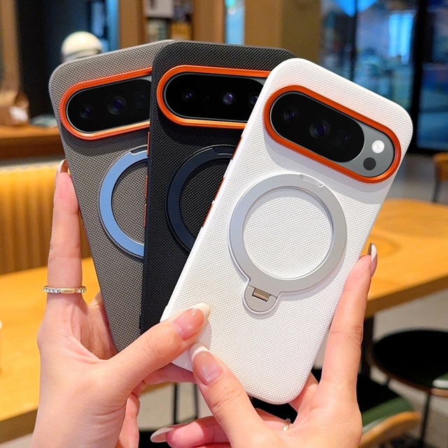 For Google Pixel 11 ProXL Phone Case Magnet Wireless Charging 360° Rotating Stand Buckle Faux Leather Pixel 10A 9