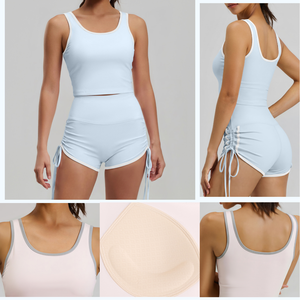 Ensemble de yoga pour femmes avec soutien-gorge de sport rembourré intégré, taille haute, extensible, séchage rapide, antistatique, en Spandex/Nylon pour la gym et le fitness - Product Image 5