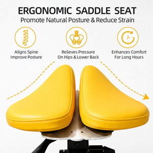 Dental Medical Doctor Dental Double Saddle Stool with Backrest PU Leather Comfortable 220kg Load Capacity - Product Image 2