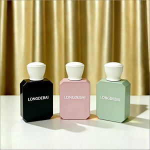Luxury Custom Eco-friendly <b>Pink</b> Glass Perfume <b>Bottles</b> 30ml 50ml 100ml Irregular Black Shape with Screen Printed Box Packaging - Product Image 3