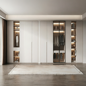 Sistema <span class=keywords><strong>de</strong></span> Armario <span class=keywords><strong>de</strong></span> Dormitorio Principal con Puerta <span class=keywords><strong>de</strong></span> Vidrio <span class=keywords><strong>de</strong></span> Piso a Techo, Diseño Elegante y Gran Capacidad <span class=keywords><strong>de</strong></span> Almacenamiento, Directo <span class=keywords><strong>de</strong></span> Fábrica - Product Image 1