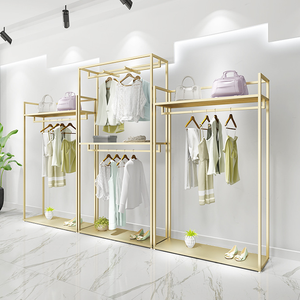 Centro commerciale <span class=keywords><strong>negozio</strong></span> <span class=keywords><strong>di</strong></span> <span class=keywords><strong>abbigliamento</strong></span> <span class=keywords><strong>di</strong></span> visualizzazione scaffale spot doppio-strato <span class=keywords><strong>di</strong></span> oro delle donne <span class=keywords><strong>negozio</strong></span> <span class=keywords><strong>di</strong></span> <span class=keywords><strong>abbigliamento</strong></span> appendere i vestiti cremagliera - Product Image 5