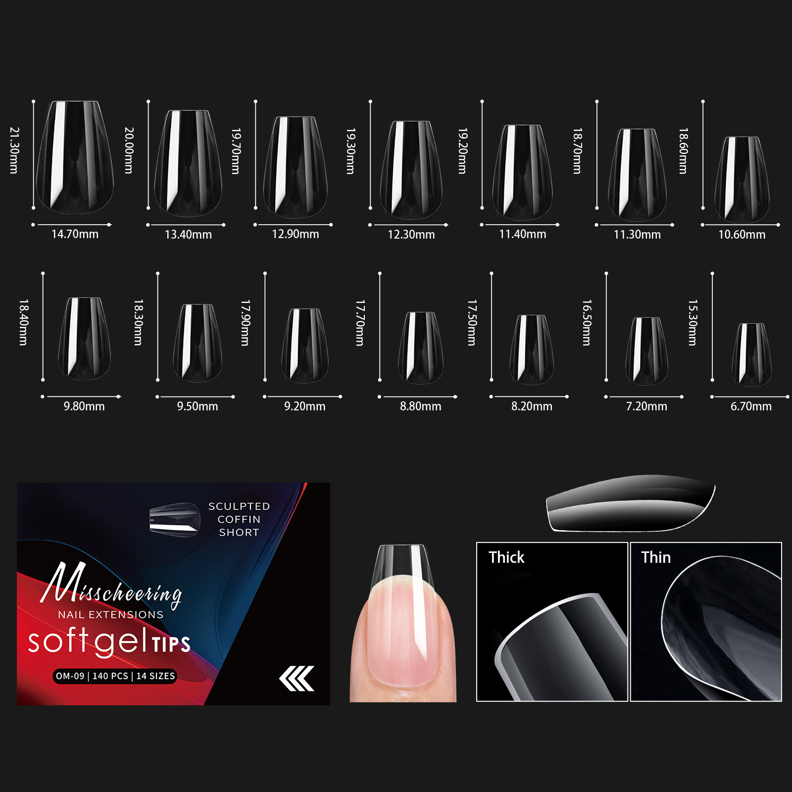 Clous haut de gamme arqués 09-140pcs