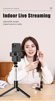 Bâton de selfie rotatif à 360 degrés caractéristique de pliage support de selfie trépied pince extensible intégrée multifonctionnelle pour mobile