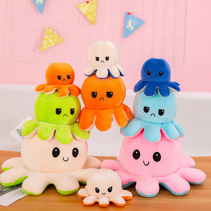 Peluche Pieuvre Réversible Double Face – Pieuvre Joyeuse et En Colère – Peluche d'Émotionnelle Soutien – OEM - Product Image 1