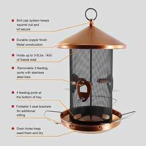 YUIIN mangiatoia per uccelli all'aperto 12.6 pollici schermo a rete in rame-Look impermeabile con gancio <span class=keywords><strong>da</strong></span> <span class=keywords><strong>appendere</strong></span> all'albero - Product Image 3