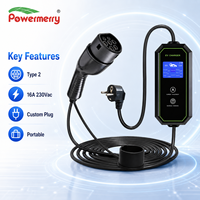Chargeur EV portable de type 2 de 3,5 kW, 16A 230Vac avec prise d'alimentation personnalisée pour les besoins de charge à domicile, au garage, en voyage et en cas d'urgence en Europe