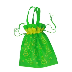 beautiful cute medium children flower shape non woven pp bag gift PLA bag tote drawstring bag with silkscreen printing