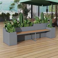 Banc de jardin carré en acier inoxydable moderne et écologique, avec pot de fleurs, séparateur, siège de centre commercial, combinaison de plantation