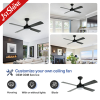 Ventilateur de plafond noir 1stshine de 48 pouces avec lumière LED à intensité variable, 4 pales en MDF, moteur DC, télécommande, moderne