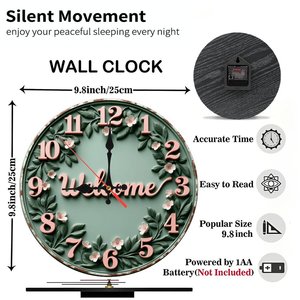 Horloge murale ronde en bois 25 cm, silencieuse, à quartz, pour bureau et décoration d'étude - Product Image 2